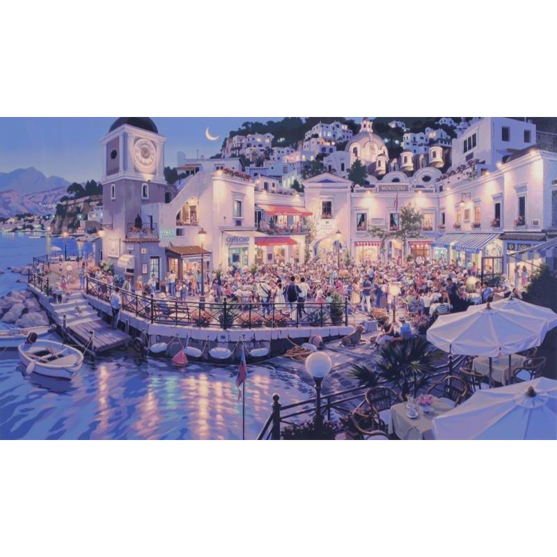 笹倉鉄平 カフェ・ベラ・ノッテ 海 絵画 風景画 イタリアカプリ 笹倉鉄平 カフェ・ベラ・ノッテ 海 絵画 風景画 イタリアカプリ