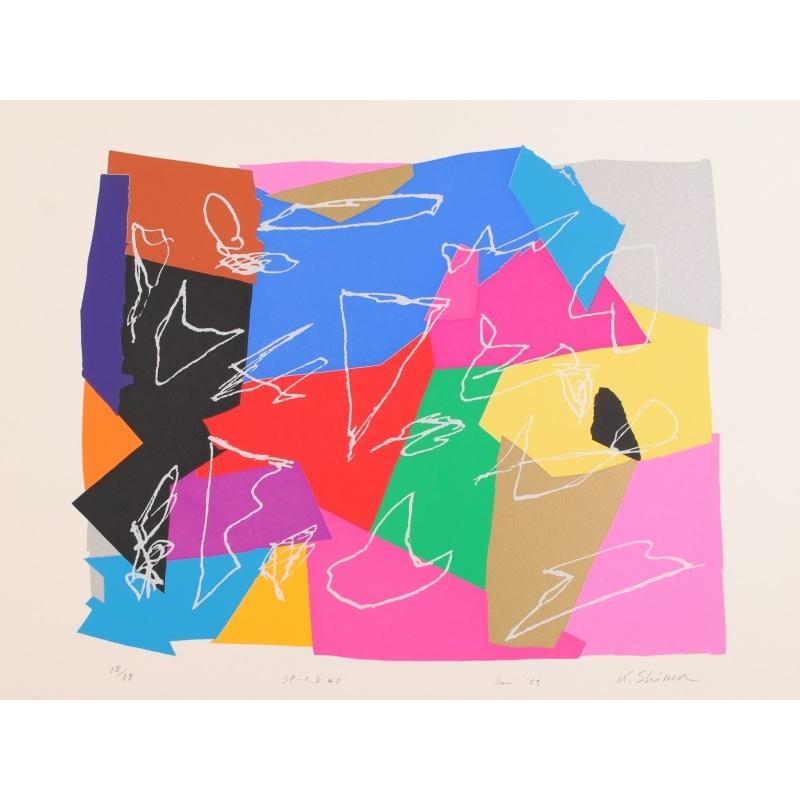 現代アート 絵画 抽象画 現代美術 シルクスクリーン 版画 島州一 「SP-C,D 47」 額付き