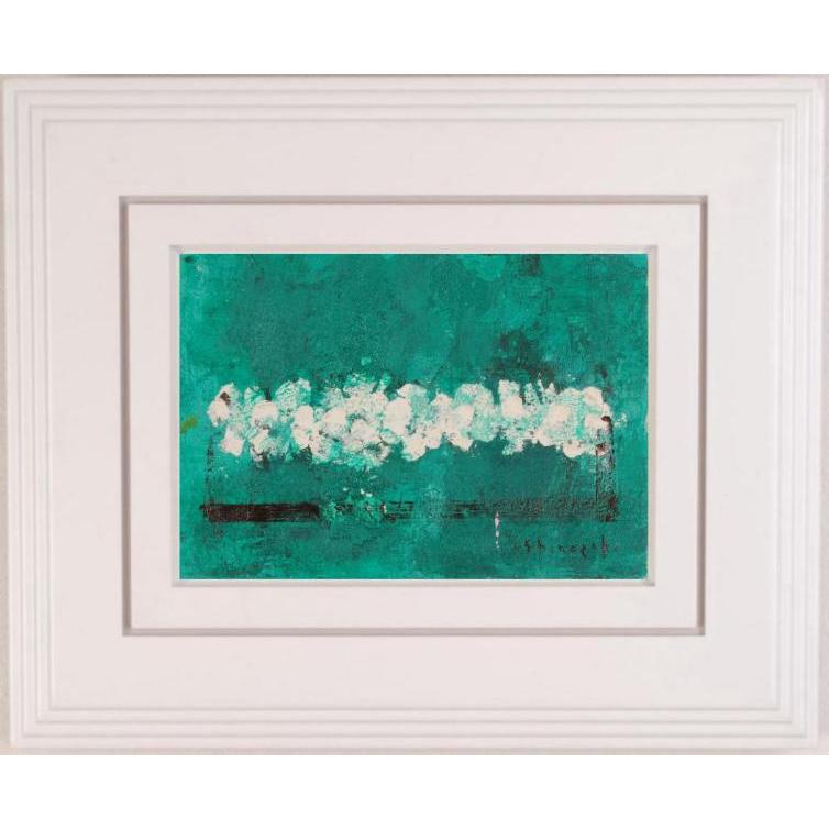 篠崎晴夫 緑の背景の白い花・2 花 絵画 油絵 静物画 一点物 篠崎晴夫 緑の背景の白い花・2 花 絵画 油絵 静物画 一点物