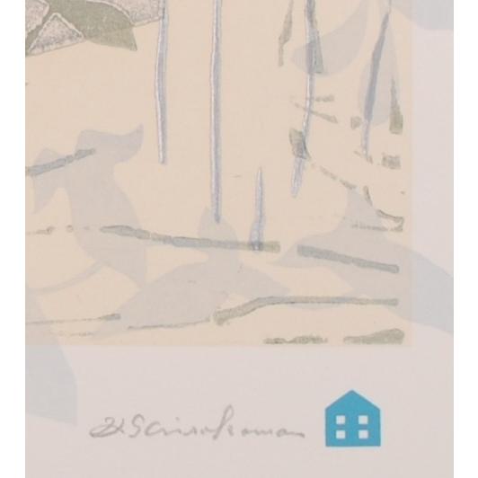 抽象画 絵画 モダンアート ナチュラルモダン 木版画 シルクスクリーン 版画 白駒一樹 「Botanical house2」 額付き｜agmotokawa｜03