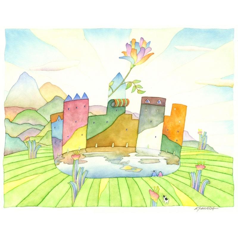 水彩画 絵画 花 田原健二 「アメージングフラワー」 額付き
