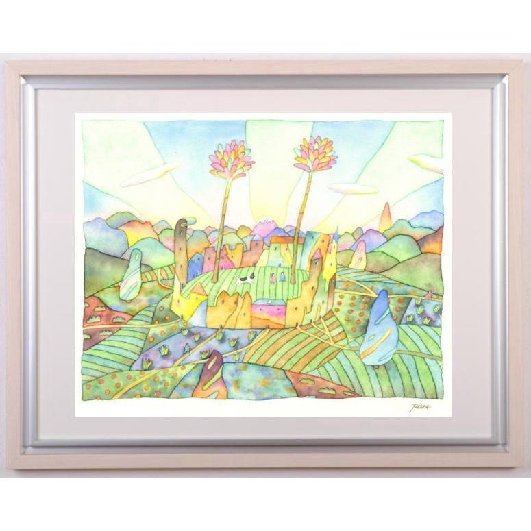 ナイーフアート 絵画 水彩画 インテリア プレゼント 田原健二 「みんな