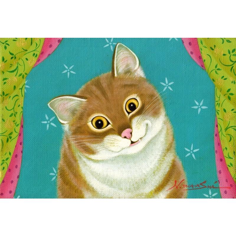 猫 絵画 キジ猫 油絵 油彩画 高橋伸子 「はい、チーズ」 額付き 猫 絵画 キジ猫 油絵 油彩画 高橋伸子 「はい、チーズ」 額付き