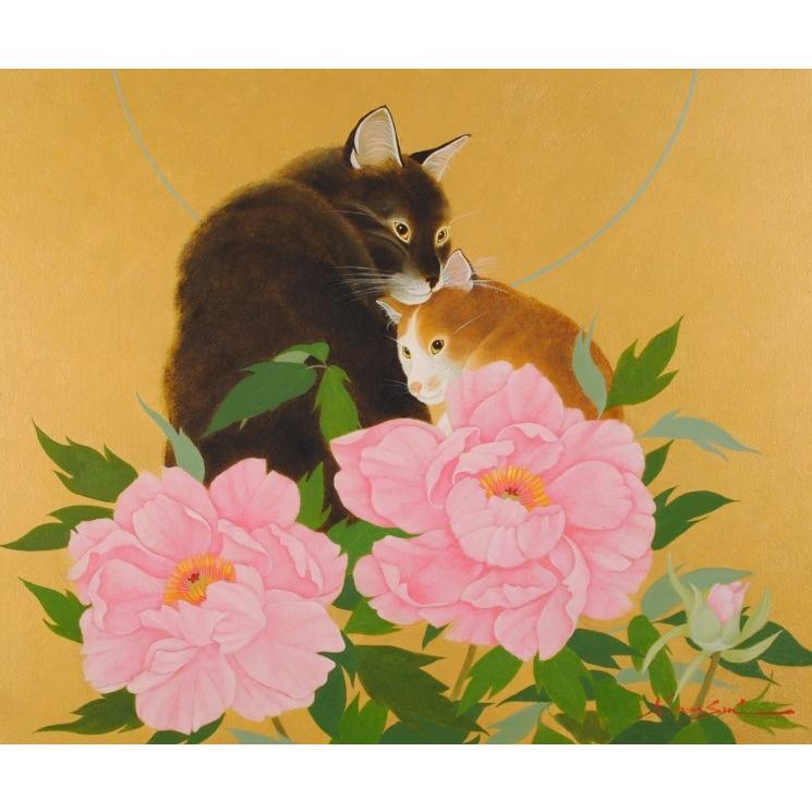 猫 絵画 油絵 油彩画 高橋伸子 「らんでぶー」 額付き : アート 猫 絵画 油絵 油彩画 高橋伸子 「らんでぶー」 額付き : アート