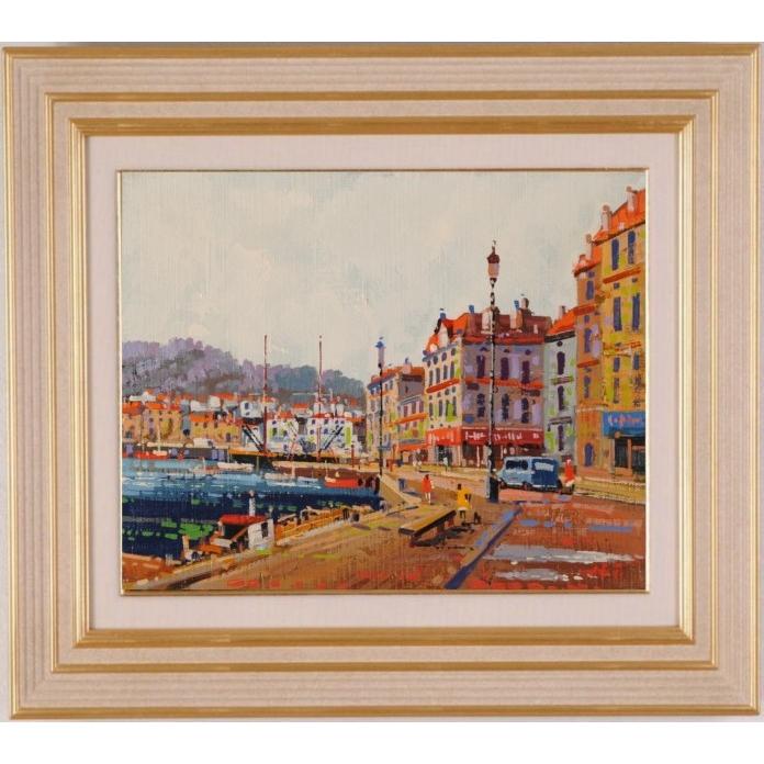 ポルトガル 風景画 絵画 油絵 油彩画 竹内春光 「オポルトの港町 ポルトガル 風景画 絵画 油絵 油彩画 竹内春光 「オポルトの港町