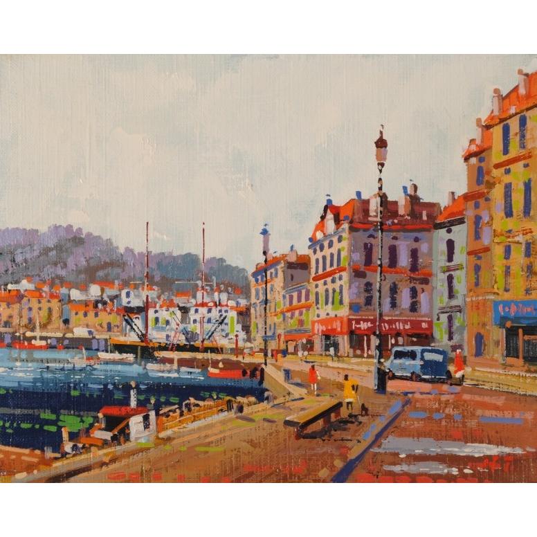 ポルトガル 風景画 絵画 油絵 油彩画 竹内春光 「オポルトの港町 ポルトガル 風景画 絵画 油絵 油彩画 竹内春光 「オポルトの港町