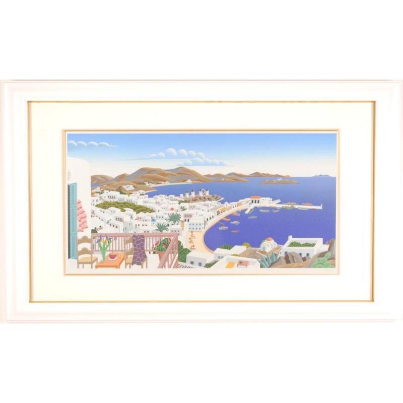 海 絵画 風景画 ミコノス島 ギリシャ シルクスクリーン 版画 海 絵画 風景画 ミコノス島 ギリシャ シルクスクリーン 版画