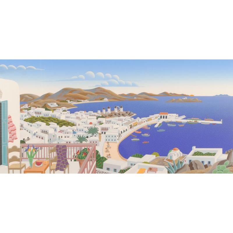 海 絵画 風景画 ミコノス島 ギリシャ シルクスクリーン 版画 海 絵画 風景画 ミコノス島 ギリシャ シルクスクリーン 版画