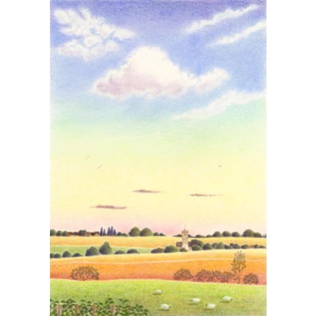 渡辺美香子 明日を想う 風景画 絵画 羊 ジークレー 版画 インテリア