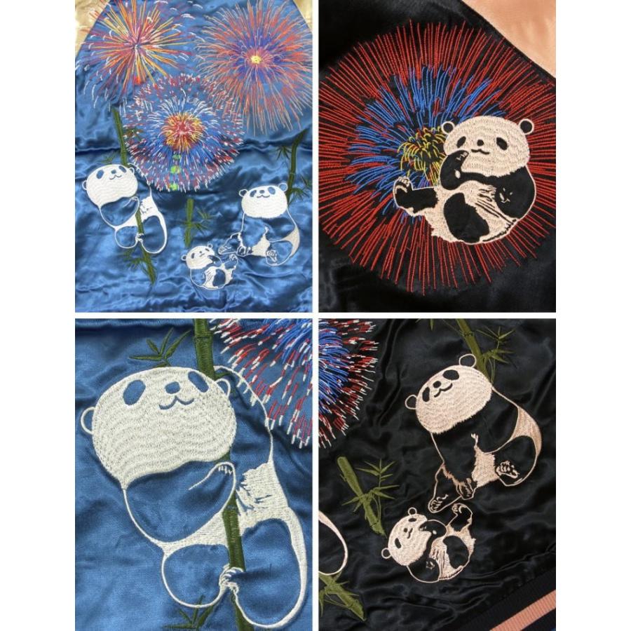 Japanesque 花火にパンダ刺繍スカジャン  ジャパネスク  メンズ レディース  刺繍 和柄｜agogo55｜03