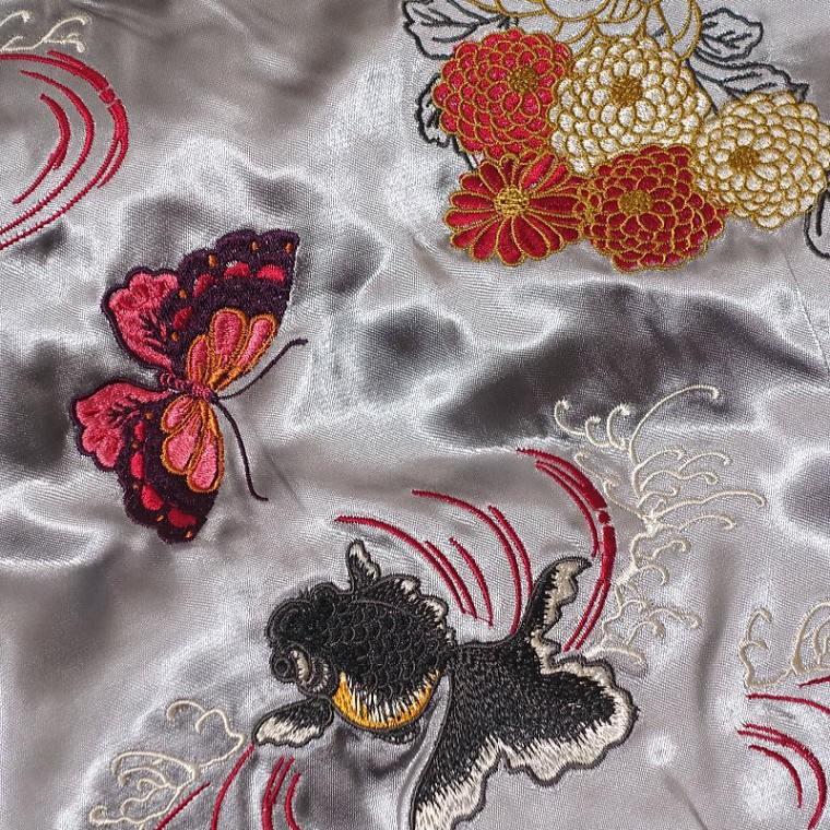 Japanesque 菊と蝶と金魚刺繍スカジャン ジャパネスク メンズ