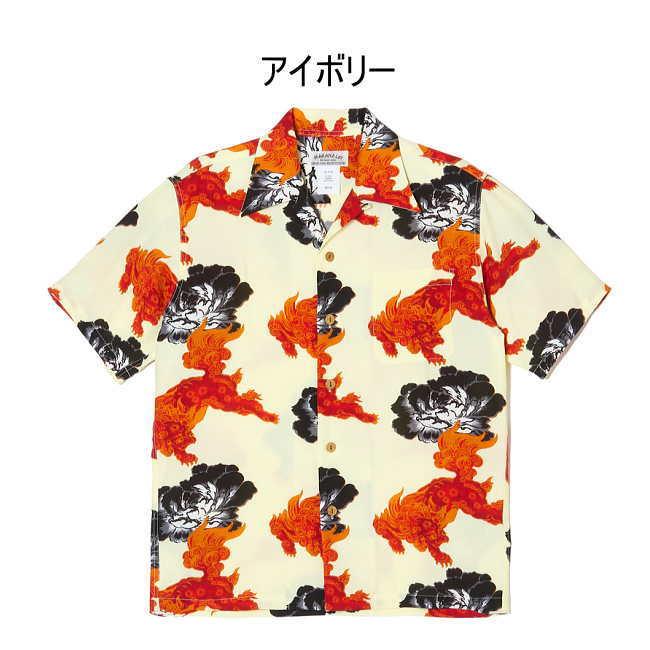 MAKANA LEI（マカナレイ） 獅子牡丹 ( SHI SHI ) 半袖 アロハシャツ