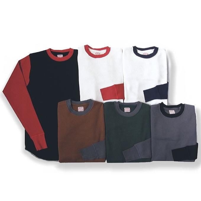 CUSHMAN（クッシュマン） ワッフルツートン ロンT クルーネック 長袖T