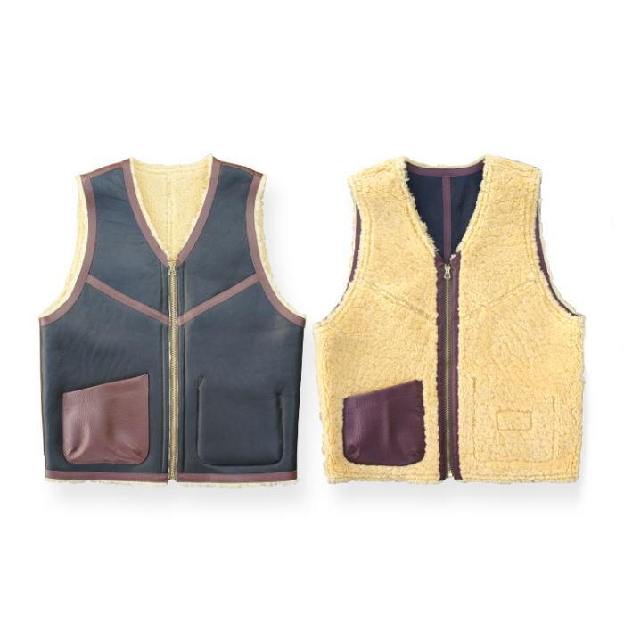 CUSHMAN クッシュマン リバーシブルC-3 ベスト Sheep × Cow Hide CUSHMAN クッシュマン リバーシブルC-3 ベスト Sheep × Cow Hide