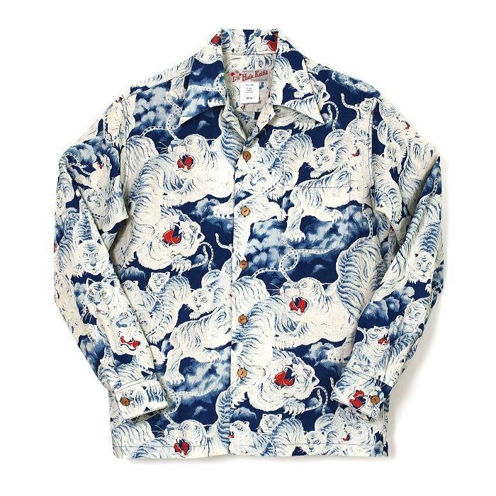 HULA KEIKI LONG SLEEVE インディゴ 百虎 アロハシャツ HULA KEIKI LONG SLEEVE インディゴ 百虎 アロハシャツ