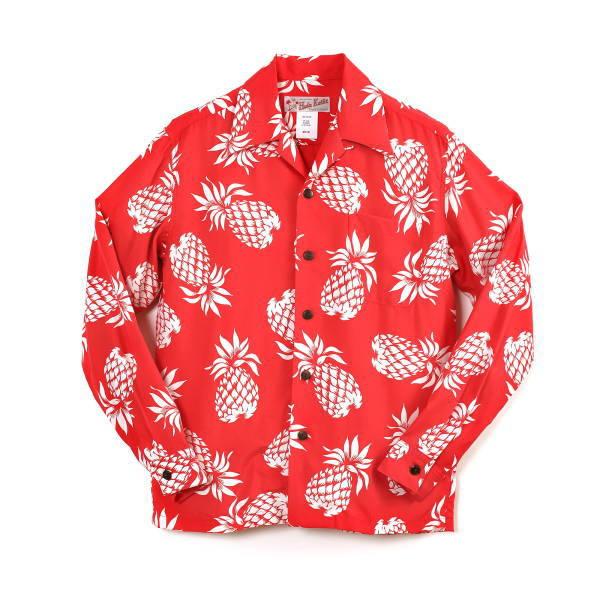 HULA KEIKI パイナップル柄アロハシャツ フラケイキ　メンズ　レディース　ハワイアン　長袖アロハシャツ　レーヨン100％　HK-19012Lの画像