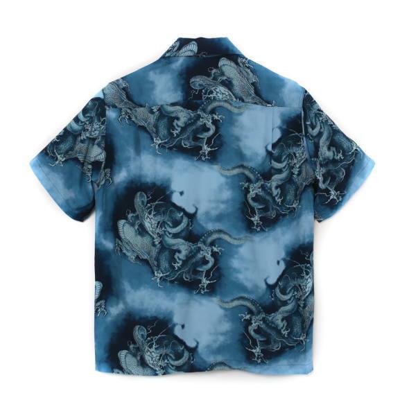 MAKANA LEI絹アロハシャツ紺雲龍M美品 MAKANA LEI（マカナレイ） HULA KEIKI 龍 DRAGON アロハシャツ