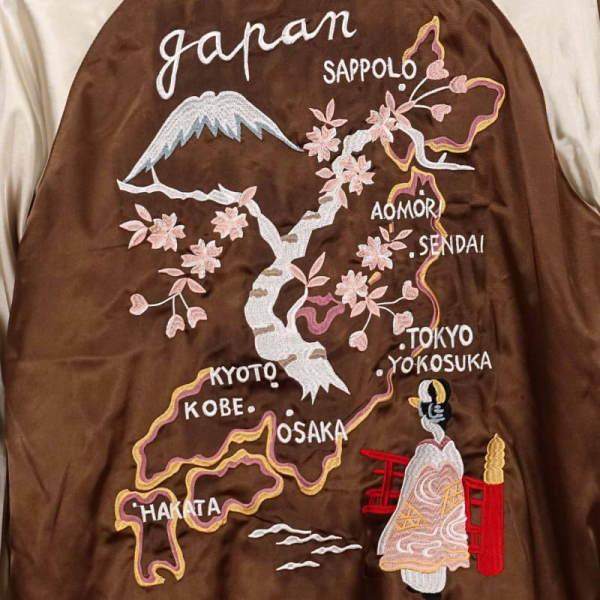 Japanesque 龍虎と舞妓 日本地図 刺繍リバーシブルスカジャン