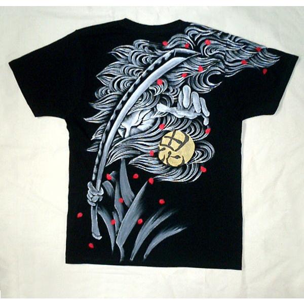 羽水 手描きTシャツ 長尾景虎 半袖 長袖 メンズ レディース 和柄 綿100