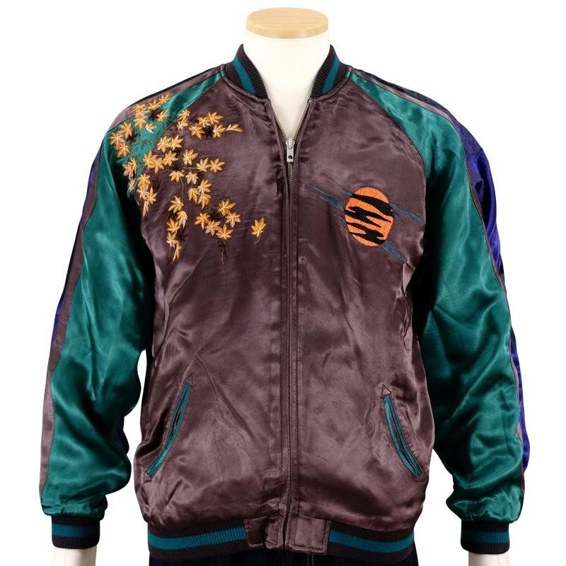 紅葉と梟 刺繍リバーシブルスカジャン 花旅楽団 SCRIPT メンズ