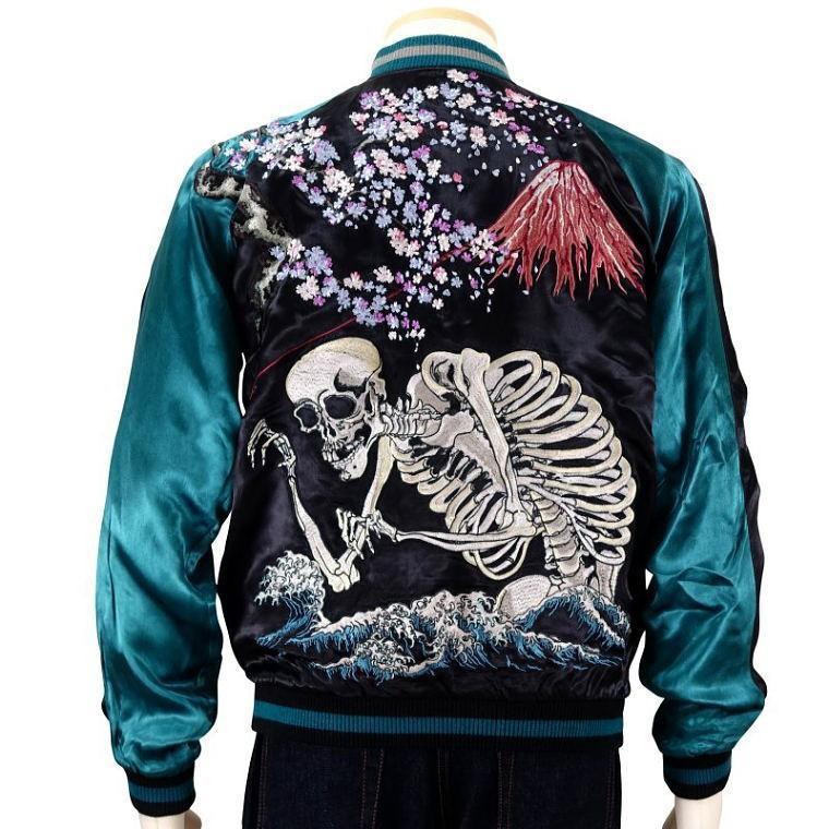 今季も再入荷 桜とがしゃ髑髏刺繍スカジャン 花旅楽団 SCRIPT メンズ