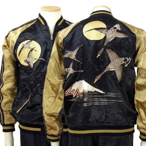 花旅楽団】月雁柄刺繍スカジャン【SCRIPT】メンズ レディース 和柄