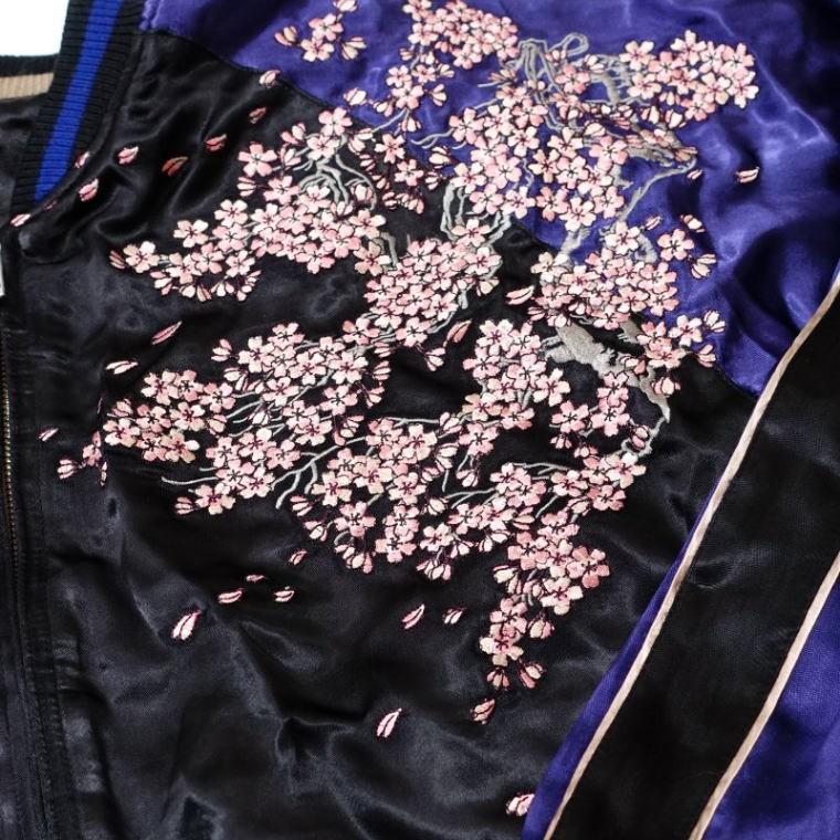 花旅楽団スクリプト ガシャドクロ桜刺繍リバーシブルスカジャン sizeM 桜刺繍リバーシブルスカジャン 花旅楽団 SCRIPT メンズ レディース 和