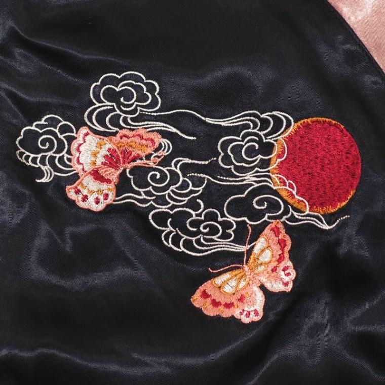 桜と狐刺繍スカジャン 花旅楽団 SCRIPT メンズ レディース 和柄