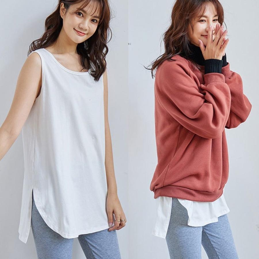 タンクトップ レディース ロングタンクトップ レイヤードTシャツ トップス レディース レイヤードトップス 重ね着 KG035アグレアブル オンラインショップ 通販 Yahoo