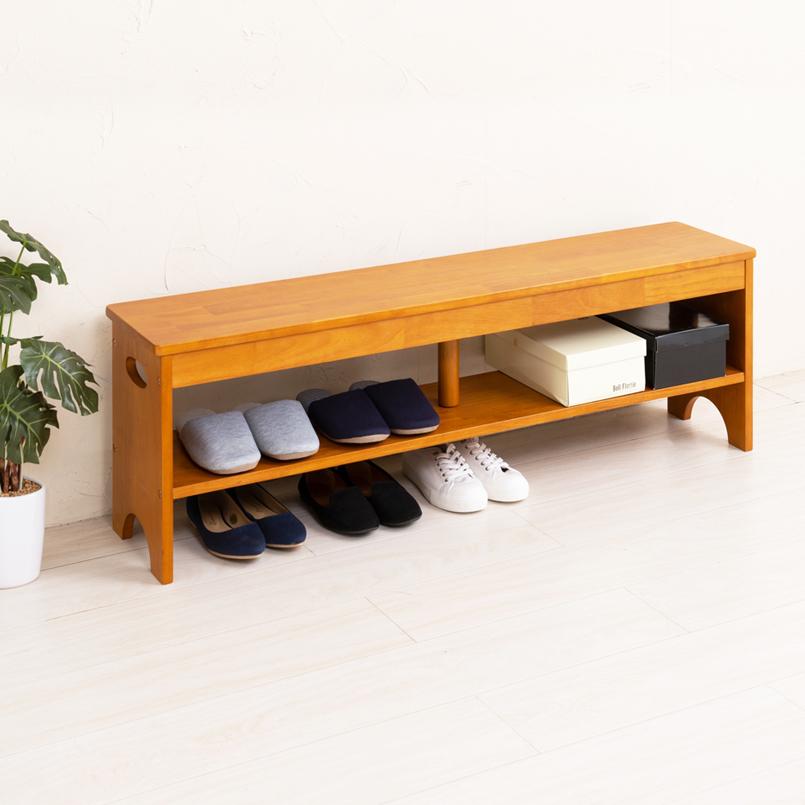【新品・送料無料】天然木玄関ベンチ【幅120cm】 便利な収納棚付 木製 新品・送料無料】天然木玄関ベンチ【幅120cm】 便利な収納棚付 木製