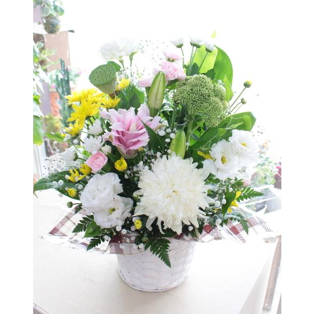 お花おまかせお供えアレンジL お盆 初盆 お供えアレンジ お悔やみ 御供