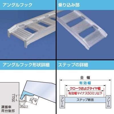 アルミブリッジ 1t 2.4m 2本セット 日軽金アクト 10-C8-30 ツメ式 ラダーレール アルミステップ アルミラダー 2.4m(2400mm) 30cm(300mm) 1トンの画像