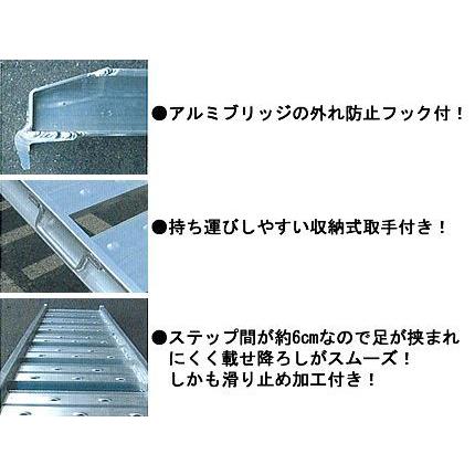 (個人宅配OK)(返品不可・代引不可) アルミブリッジ 1.2t アルミブリッジ アルミス 2本 ABS-240-30-1.2(フック式・ツメ式) (240cm 30cm 1.2t)_1