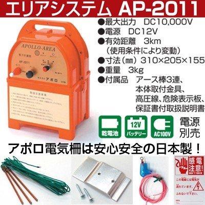 小動物用　電気柵セット　200m　X　アポロ　電池別売　AP-2011　電気柵　900mm　FRP支柱φ14mm　4段張り　X　セット