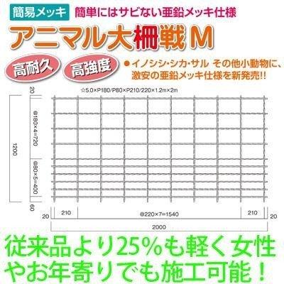 グローランド　アニマル大柵戦　M120　(代引不可・北海道、沖縄、離島は配送不可)　1.2×2m　亜鉛メッキ　支柱鉄筋　線径5mm　結束線セット　30枚