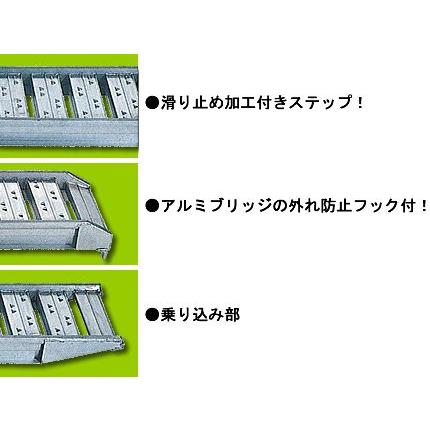 アルミブリッジ 2t 3m 2本セット 昭和ブリッジ SBA-300-40-2.0 ツメ式 ラダーレール アルミステップ アルミラダー 3m(3000mm) 40cm(400mm) 2トン｜agriz｜02