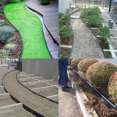 リサイクルエッジング Ｖタイプ プラエッジ100 （植栽帯/天然芝見切） 7セット ブラック 42m分 造園用見切材 アスファルト ガーデニング ランドスケープの画像
