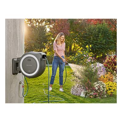 GARDENA 壁掛け式 自動巻取りホースボックス XL シルバー 18632-20