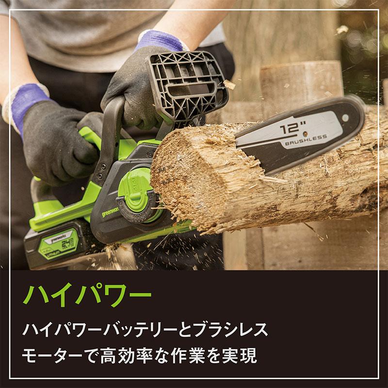 プレミア保証付き) (グリーンワークス) CS24BB2 充電式チェンソー 
