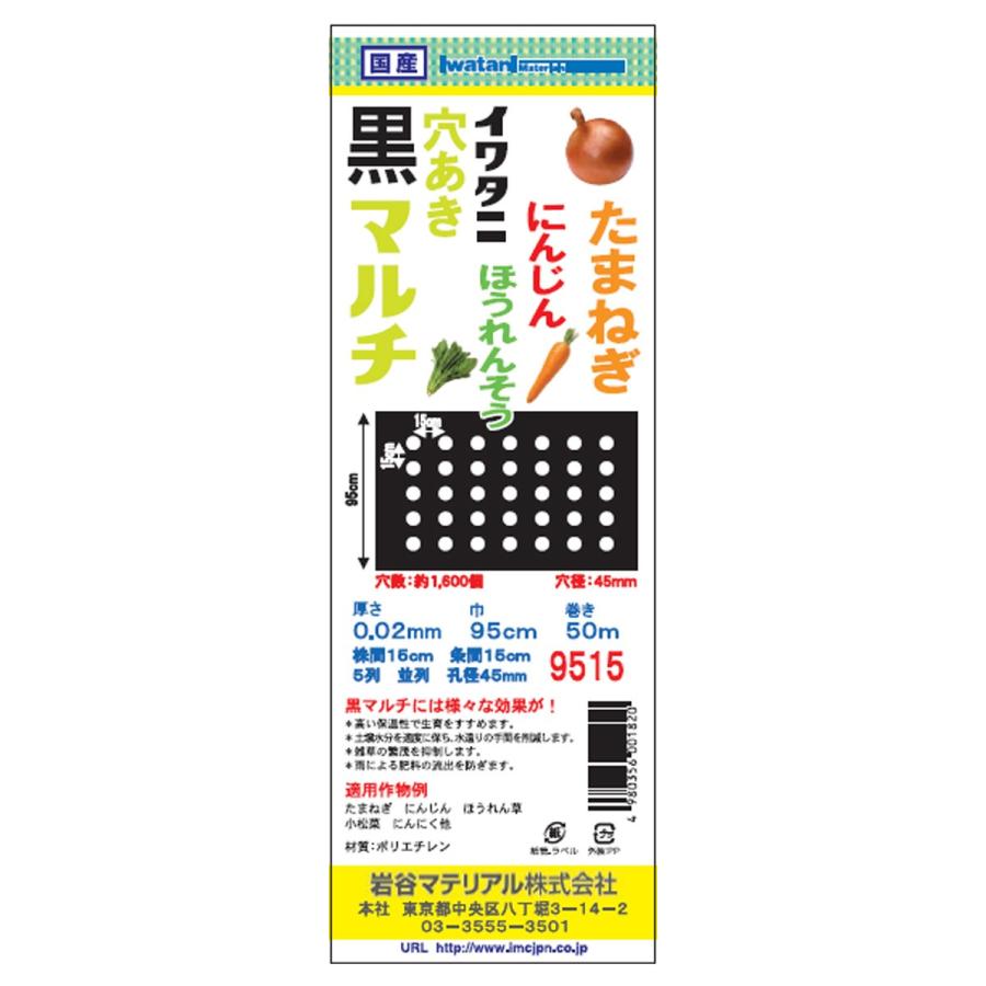 岩谷 イワタニ 菜園用 たまねぎ用 穴あき黒マルチ 9515 45mm孔 0 02mm 95cm 50m 農業資材 園芸用品 家庭菜園 アグリズ Paypayモール店 通販 Paypayモール