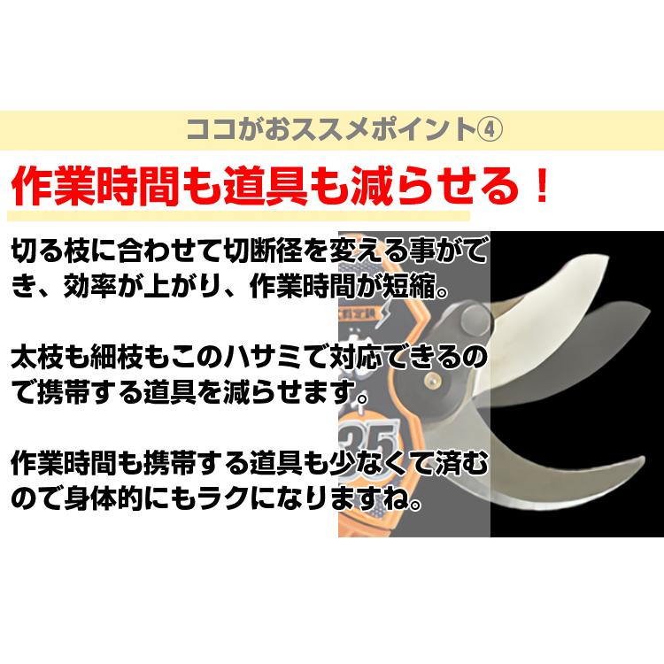 太丸ハンディ35 電動剪定はさみ パワータイプ 予備バッテリー付 (電動剪定はさみ 充電式剪定はさみ)(果樹 剪定 造園 プロ用)_6