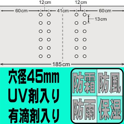 個人宅OK シンセイ 穴あき農ポリ 4穴 ライン有 0.07mm X 185cm 30m