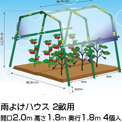個人宅OK シンセイ 雨除けハウス 2畝用 XHYP-2-1.8-2.2 X 4個 家庭菜園 