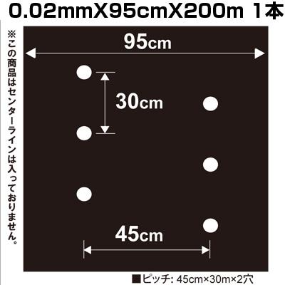 個人宅OK 黒マルチ 95cm シンセイ 国産 有孔 9230 0.02mm X 200m 小穴