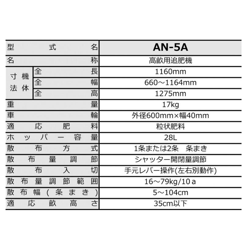 みのる産業　高畝用追肥機　AN-5A