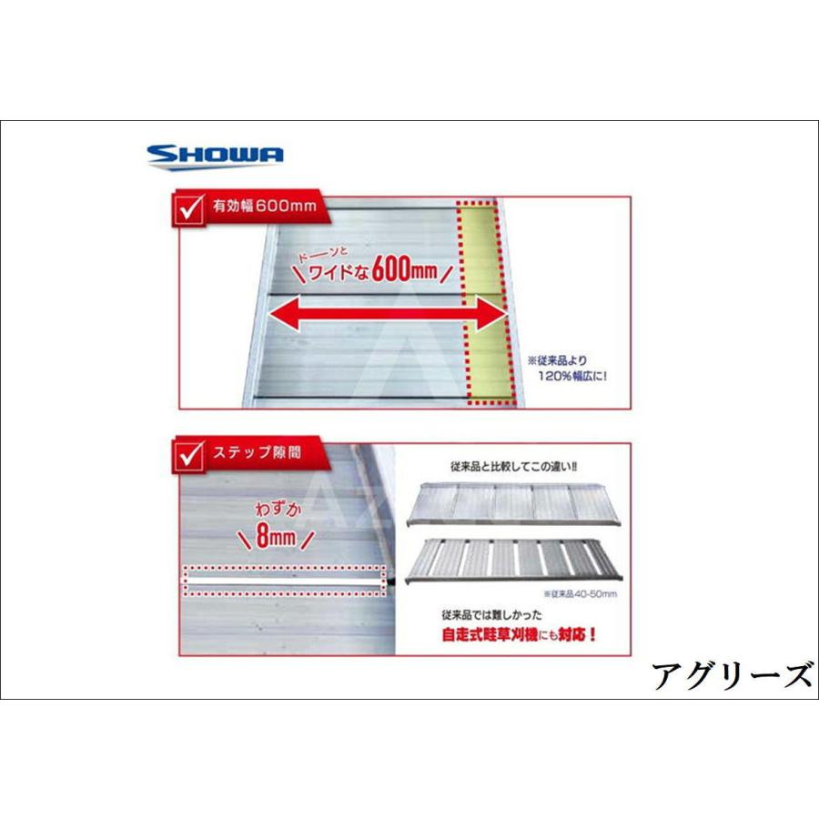アルミブリッジ 1本 SHAD-180-60-0.2 180×60cm 0.2t [アルミラダーレール 耕運機 管理機用ブリッジ 脚立 軽トラック 荷台]クボタ ヤンマー イセキ 管理機｜aguriys｜02