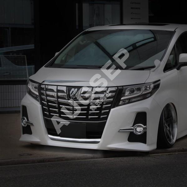特価]アルファード 30系 前期 LEDバンパーグリルカバー ステンレス+ABS