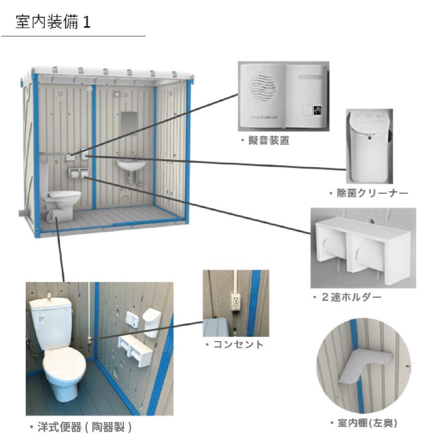 屋外トイレ プレハブ 仮設トイレ 簡易トイレ 換気設備・換気扇・照明・洗面台完備 工事現場・事務所・屋外設置用 コンパクト設計 新品 仮設トイレ 水洗 兼用和式 TU-iXJH LED照明 | 屋外トイレユニット