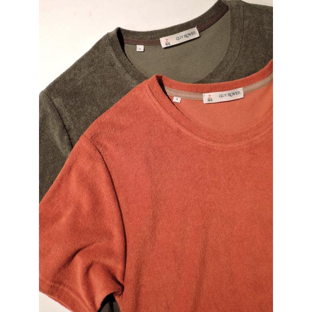 【MADE IN ITALY】 GUY ROVER （ギ・ローバー ） パイル地 クルーネック ポケットTシャツ ORANGE、MOSS GREEN｜ah1982