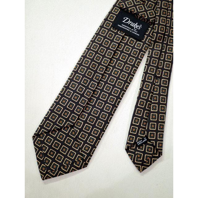 DRAKE'S 小紋柄 ダイヤモンドモチーフ シルクタイ DRAKE'S（ドレイクス） (Drake's)【新作】「Diamond Print Silk Tie